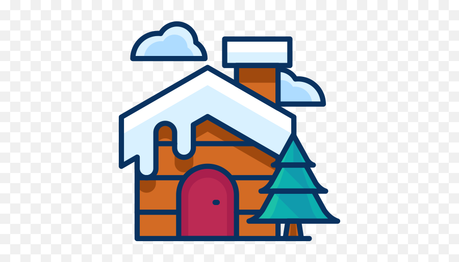 House Tree Cloud Snow Winter - Snow House Icon Emoji,Cabin Emoji
