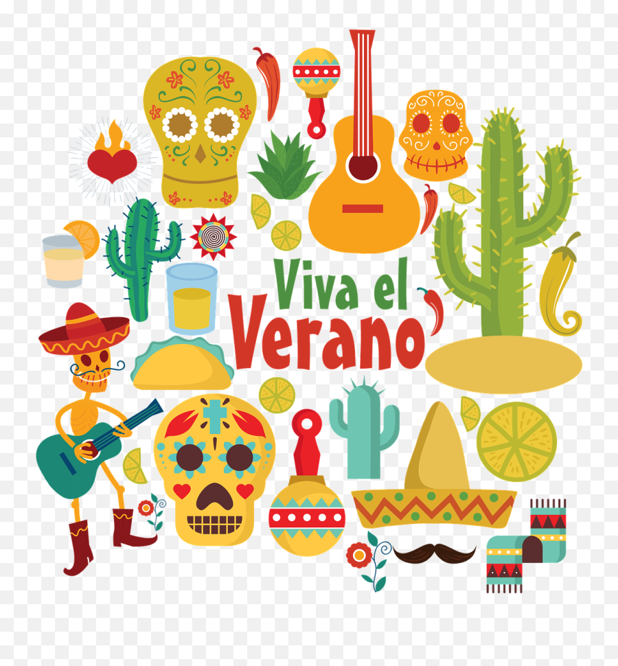 Mexico Guitar Cactus Desert Skulls - Mexican Vibes Emoji,Cinco De Mayo Emoticons