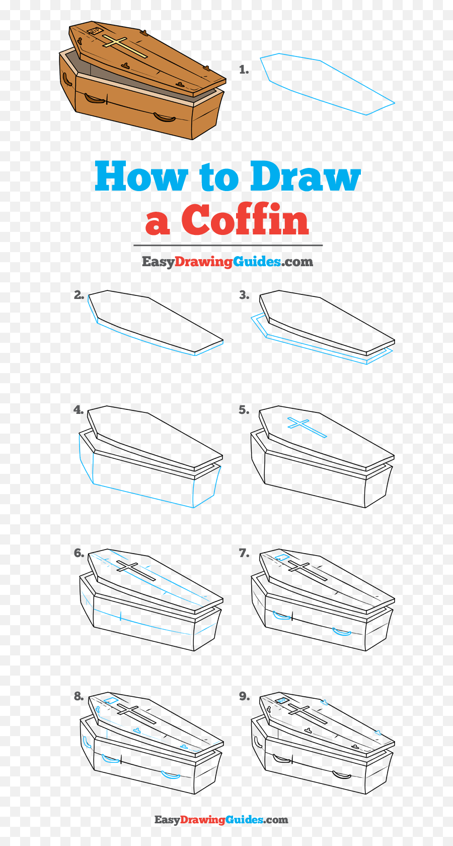 How To Draw A Coffin - Really Easy Drawing Tutorial Step By Step Easy Pig Drawing Emoji,Coffin Emoji