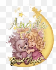 Angela Good Night Bear Graphic - Good Night Cute Angel Emoji,Good Night Emoticon