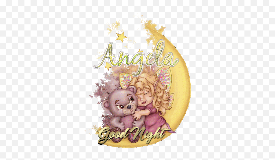 Angela Good Night Bear Graphic - Good Night Cute Angel Emoji,Good Night Emoticon
