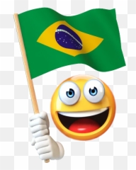 Stickermakerrcom - Stickers For Whatsapp Emoji Holding Brazil Flag,Frappe Emoji