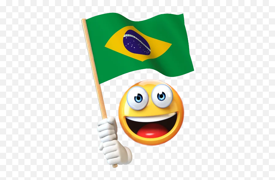 Stickermakerrcom - Stickers For Whatsapp Emoji Holding Brazil Flag,Frappe Emoji