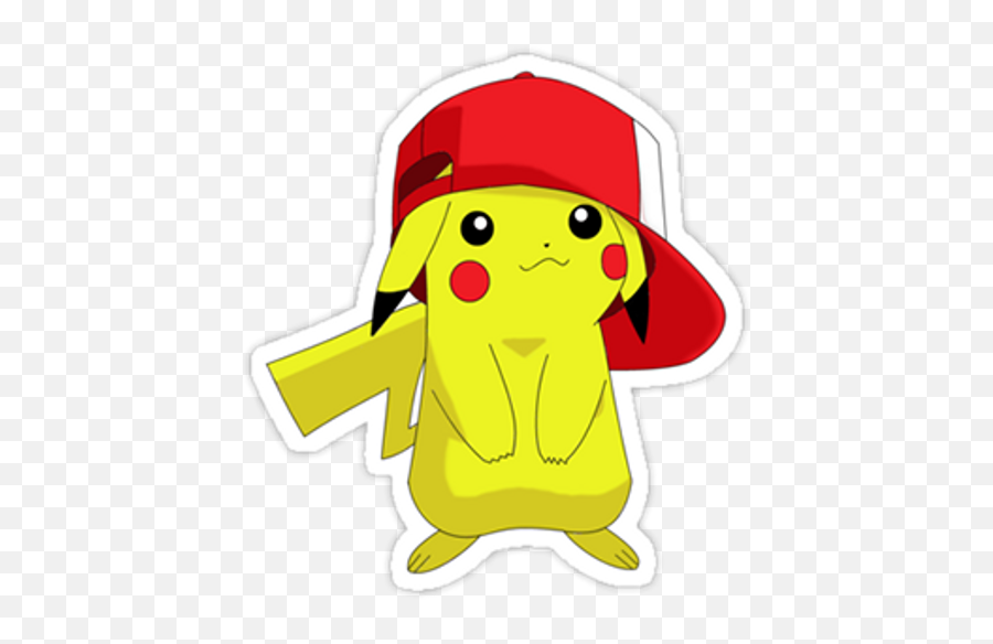 Pikachu In Ash Ketchum Cap Sticker - Sticker Mania Cute Pokemon Pikachu Emoji,Pikachu Emoji