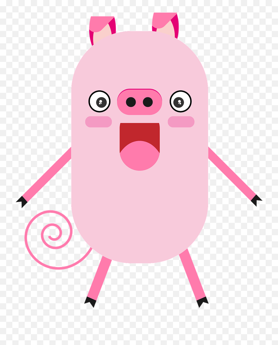Happy Cartoon Pig Clipart - Cartoon Emoji,Flying Pig Emoji