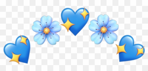 Hearts Crown Flower Flowers Tumblr Blue - Transparent Emoji Hearts Png,Blue Flower Emoji