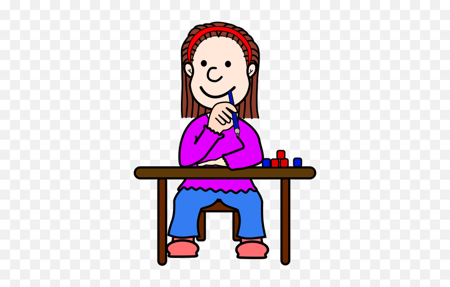 Female Student In School - Student Thinking Png Clipart Emoji,Thinking Emoji Meme Png