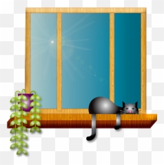 Window With Cat Plant - Domestic Emoji