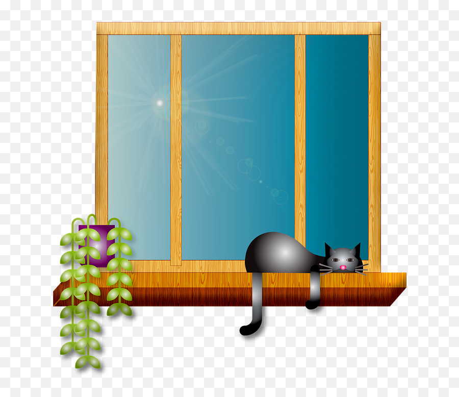 Window With Cat Plant - Domestic Cat Emoji,Sleeping Cat Emoji