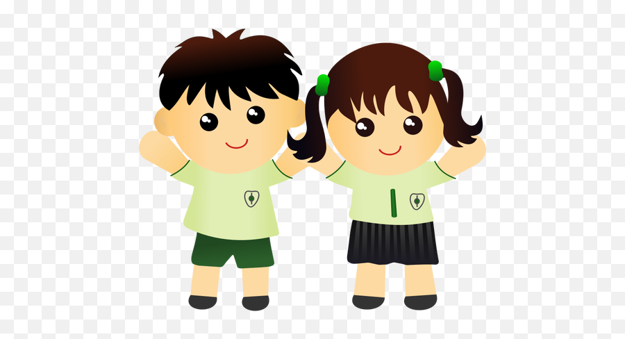 Girl In School Uniform Vector Drawing - Students In Uniform Clipart Png Emoji,Two Dancing Girl Emoji
