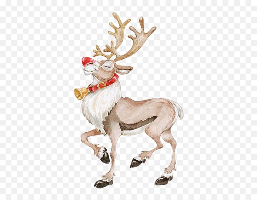 Reindeer Rudolph Christmaseve Christmas - Santa Clause Watercolor Clipart Emoji,Rudolph Emoji
