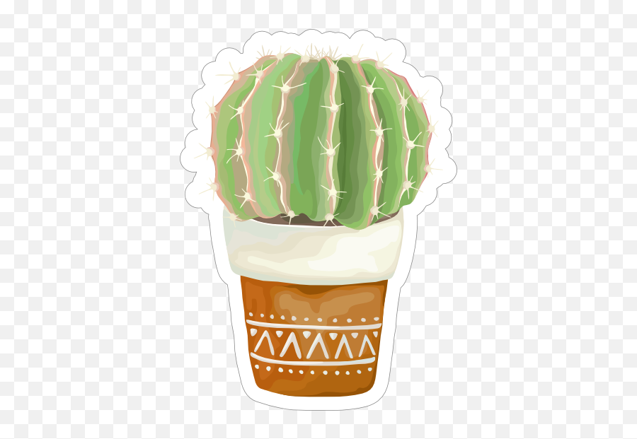 Painted Cactus In Ceramic Pot Sticker - Hedgehog Cactus Emoji,Potted Plant Emoji