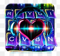 Neon Music Keyboard Theme - Heart Emoji