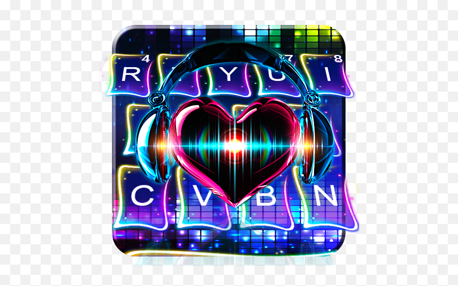Neon Music Keyboard Theme - Heart Emoji,Neon Emoji Keyboard