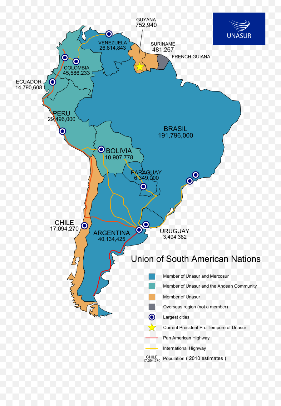 Union Of South American Nations - Latin America Map Png Emoji,Throw Up Emoji Gif