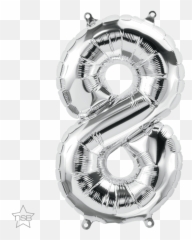 Birthday - Number 8 Silver Balloon Emoji,Ruler Clock Monkey Emoji