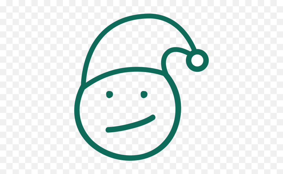 Grin Santa Claus Hat Face Green Stroke Emoticon 3 - Smiley Emoji,Christmas Lights Emoji