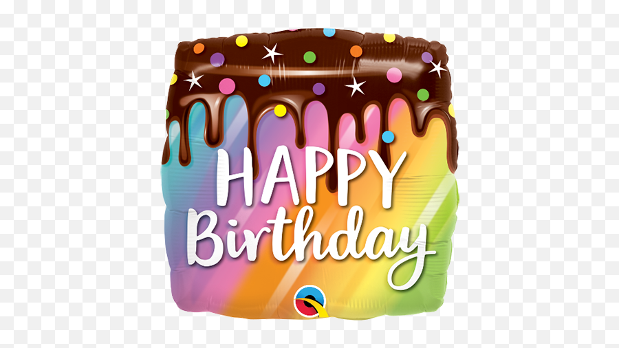 45cm Birthday Rainbow Drip Cake Square Foil Balloon 10485 - Birthday Rainbow Cake Square Emoji,Drip Emoji