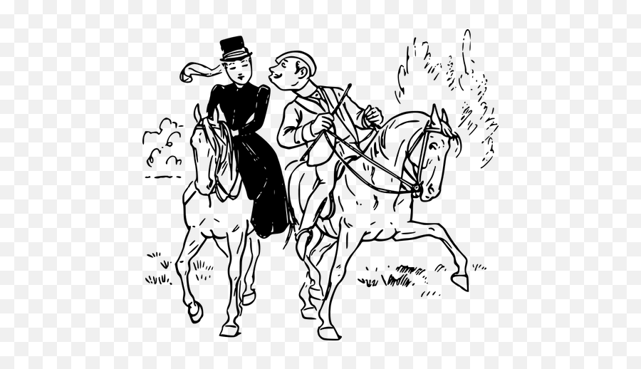 Ilustração Em Vetor De Um Casal De Equitação - Couple The Horse Vector Free Emoji,Santa Emoticons