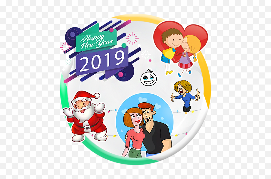 Happy New Year 2020 Stickers For - Happy New Year 2019 Vector Emoji,Happy New Year Emoticons