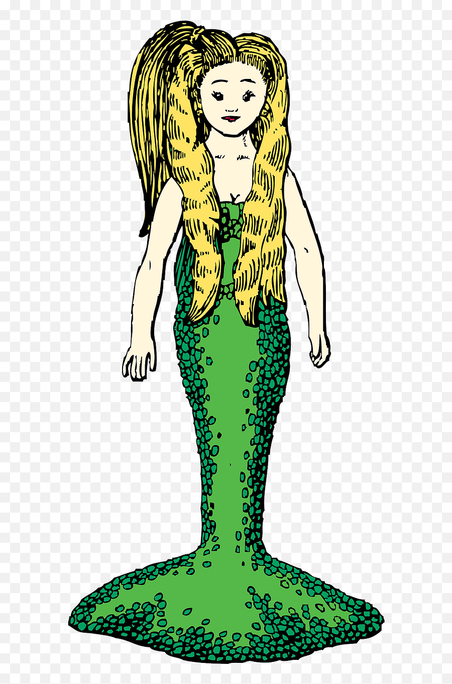 Mermaid Green Blond Hair Girl Woman - Clipart Mit Meerjungfrau Emoji,Little Mermaid Emoji