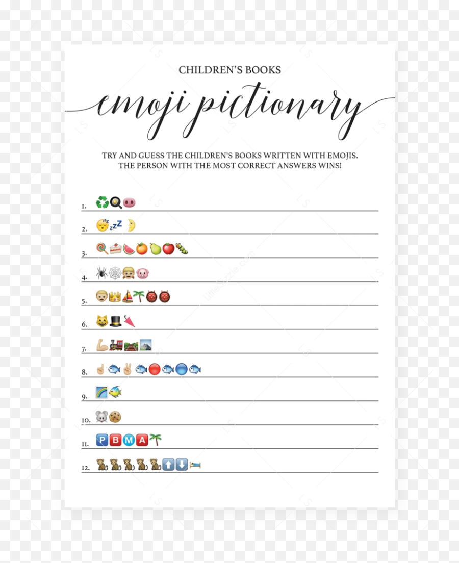 Simple Emoji Pictionary Baby Shower Game Printable - Free Printable Baby Shower Emoji Game,Shower Emoji