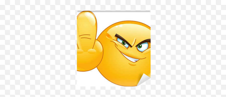 Middle Finger Emoticon Wall Mural - Smileys Fuck You Emoji,Emoticon Giving The Finger