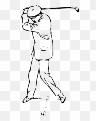 Golfer Stroke Sports Ball - Outline Clip Art Emoji