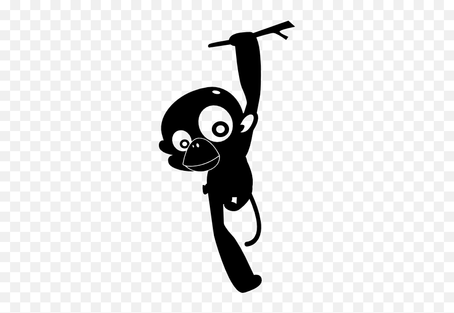 Silly Monkey Hanging From Branch Sticker - Cartoon Emoji,Flip Off Finger Emoji