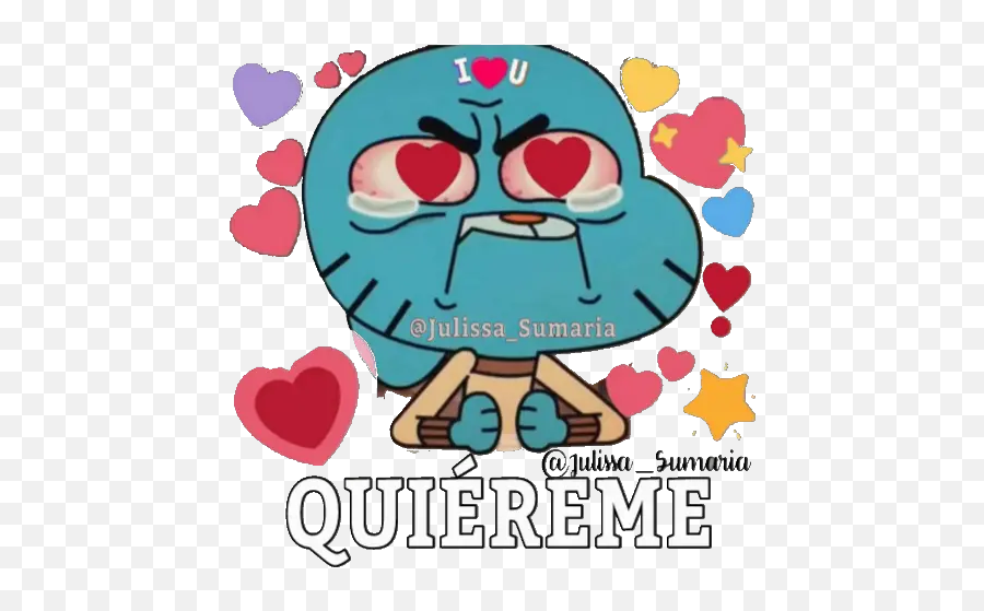 Mundo De Stickers For Whatsapp - Amazing Word Of Gumball Heart Meme Emoji,Gumball Emoji