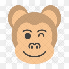 Winking Eye Monkey Emoji Icon Of Flat - Illustration