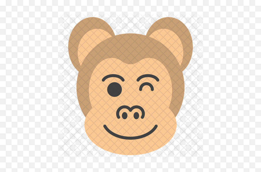 Winking Eye Monkey Emoji Icon Of Flat - Illustration,Monkey Eye Emoji