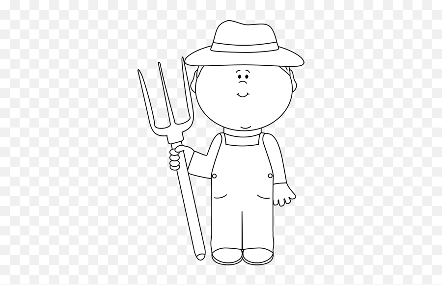 Outline Farmer Clipart - Black And White Farmer Clip Art Emoji,Farmer Emoji