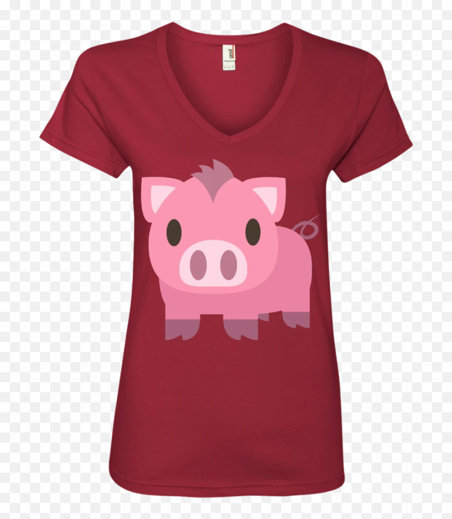 Pig Emoji Ladiesu0027 V - Neck Tshirt U2013 That Merch Store,Pig Emoji