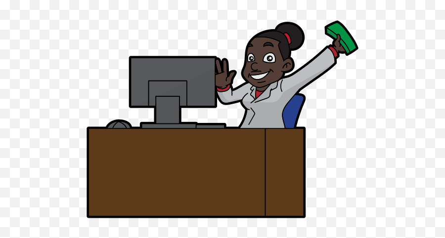 Cartoon Black Woman Making Money Online - Black Woman Money Cartoon Emoji,Brown Thumbs Up Emoji