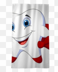 Cute Cartoon Superhero Tooth With - Transparent Teeth Png Emoji