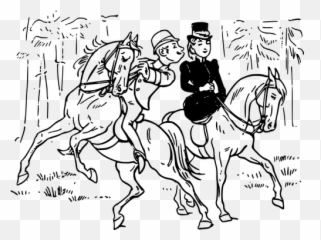 Ilustração Em Vetor De Um Casal Equitação - Parejas Montando Caballo Dibujos Emoji