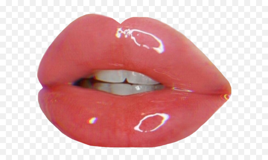 Lips Glossylips Vintage Aesthetic Pink Kiss Cute Freeto - Lip Gloss Aesthetic Emoji,Lipstick Kiss Emoji