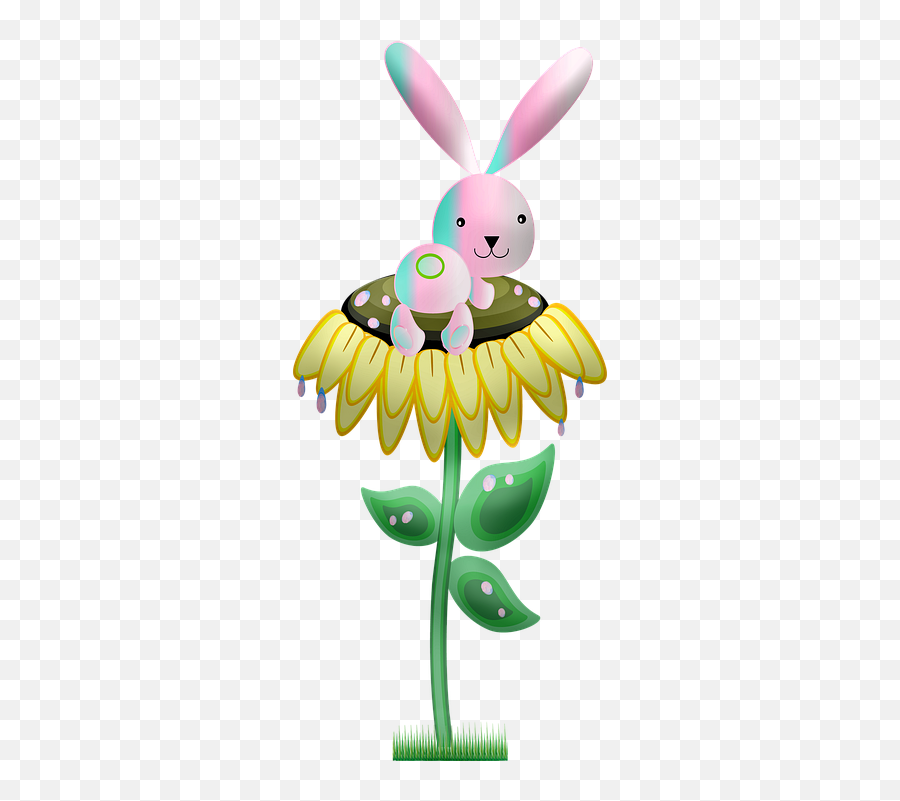 Easter Bunny On Flower - Clip Art Emoji,Easter Basket Emoji