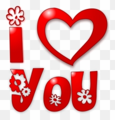 Image Of Red Floral Love You Sign - Clipart Emoji