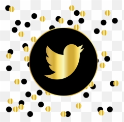 Twitter Social Media Icons - Gold And Black Emoji