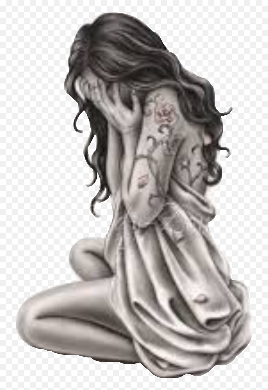 Woman Crying Kneeling Freetoedit - Broken Hearted Woman Tattoo Emoji,Kneeling Emoji