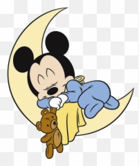 Clipart Bedtime Cartoon - Baby Mickey Mouse Sleeping Emoji