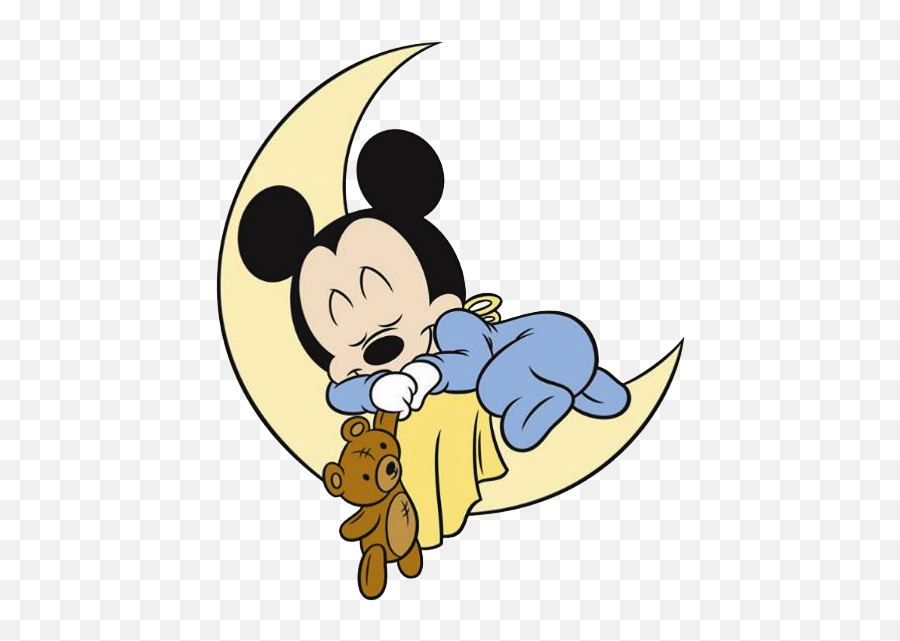 Clipart Bedtime Cartoon - Baby Mickey Mouse Sleeping Emoji,Bedtime Emoji