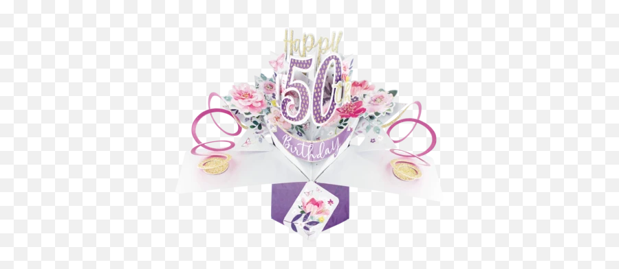 3d Pop Up Cards U2013 Cards U0026 Gifts Sheffield - 50th Birthday Card Purple Flowers Emoji,21st Birthday Emoji