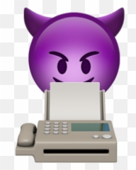 Download Evil Face Hovering Over Fax Machine - Ios Emoji
