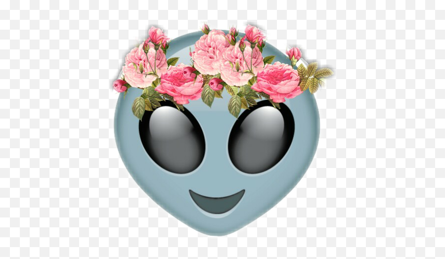 Alien Cute Tumblr Sad Hipster Emoji - Pink Flower Border Transparent Background,Hipster Emoji