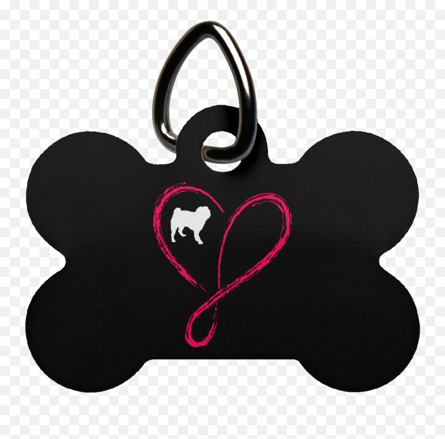 Heart Infinity Pug Dog Bone Pet Tag - Pet Tag Emoji,Emoji Dog Tags