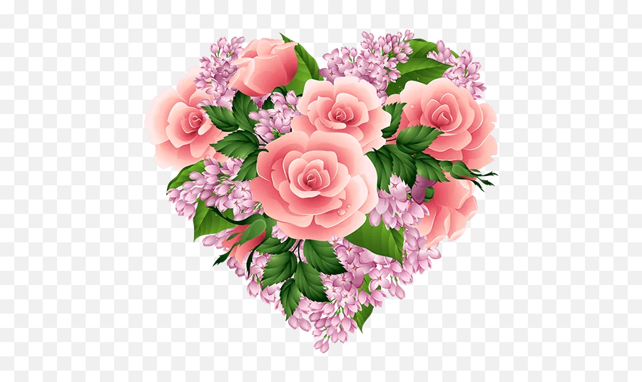 Rose Heart Png Transparent Picture Png Mart - Floral Heart Clip Art Emoji,Flower Bouquet Emoji