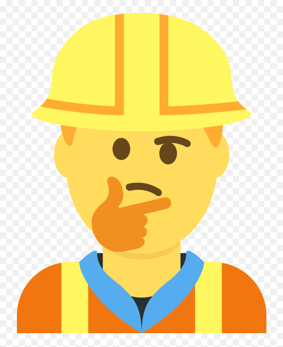 Emoji Face Mashup Bot On Twitter Construction Worker - Thinking Cartoon Construction Worker,Emoji Hard On